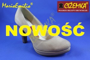 NOWOŚĆ MarioEmilio Czółenka Damskie na podsówce 0977 BEŻOWE
