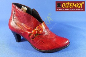 Botki półbuty na obcasie Damskie ocieplane 117 CZERWONE