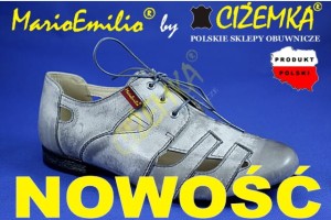 MarioEmilio Półbuty Damskie Sandały 652 SZARE przecierane
