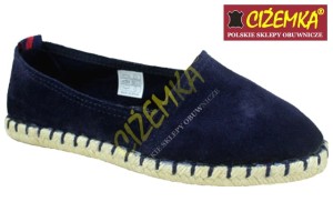 ESPADRYLE MOKASYNY SKÓRA ZAMSZ 815 GRANATOWE
