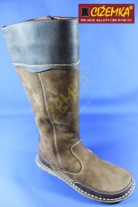 Kozaki Damskie Kożuch naturalny 059 BRĄZ