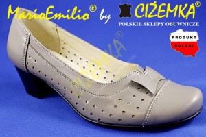 MarioEmilio Czółenka Damskie na niskim obcasie z kokardką 863 CAPPUCINO