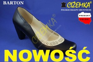 BARTON PÓŁBUTY czółenka DAMSKIE na obcasie 3214 CZARNE + beżowe dodatki 
