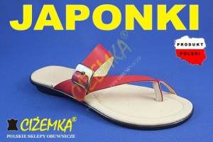 JAPONKI DAMSKIE SKÓRZANE 040 czerwone