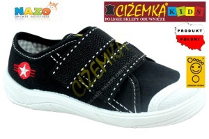 NAZO TRAMPKI tenisówki dziecięce szkolne BAWEŁNA 032 czarne