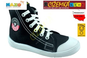 NAZO TRAMPKI dziecięce szkolne BAWEŁNA 031 czarne