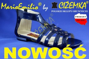 MarioEmilio SANDAŁY DAMSKIE rzymianki 748 NIEBIESKIE - skóra lakierowana