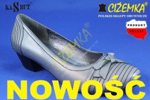 KASBUT PÓŁBUTY czółenka DAMSKIE na obcasie 1111 SZARE POPIEL