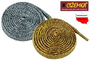 SZNUROWADŁA SZNURÓWKI ZŁOTE SREBRNE 150 cm