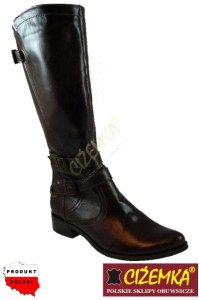 KOZAKI OFICERKI Damskie 150 WIŚNIA SKÓRA GŁADKA