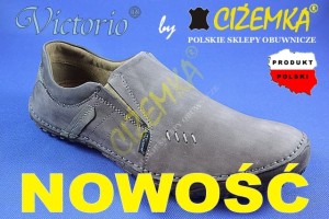 VICTORIO Półbuty Męskie WSUWANE 778 SZARY GREY