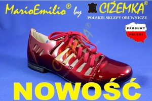 MarioEmilio Półbuty Damskie Sandały 744 SKÓRA LAKIEROWANA CZERWONE