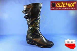 Kozaki Damskie szerokie cholewki 238 CZARNE