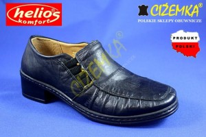 HELIOS Półbuty damskie na szerokim obcasie 702  CZARNE