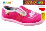 NAZO 004 różowe SERCA KAPCIE dziecięce balerinki BAWEŁNA