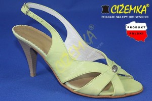 Sandały  Damskie na szpilce SKÓRA 217 zielony