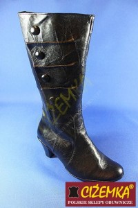 Kozaki Damskie Wysokie szeroka cholewka 583 CZARNE