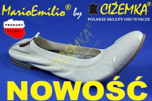 MarioEmilio Balerinki z gumką damskie 501 BEŻOWE + LAKIER