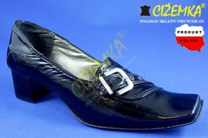 Półbuty Damskie na obcasie Monika CZARNE