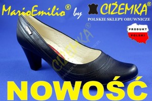 MarioEmilio Czółenka Damskie NA OBCASIE 2430 CZARNE gładkie