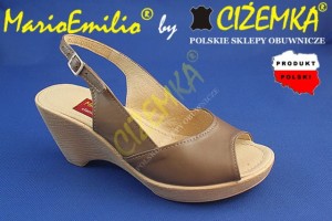 MarioEmilio Sandały KOTURNY Damskie na KOTURNIE 283 CIEMNY BEŻOWY